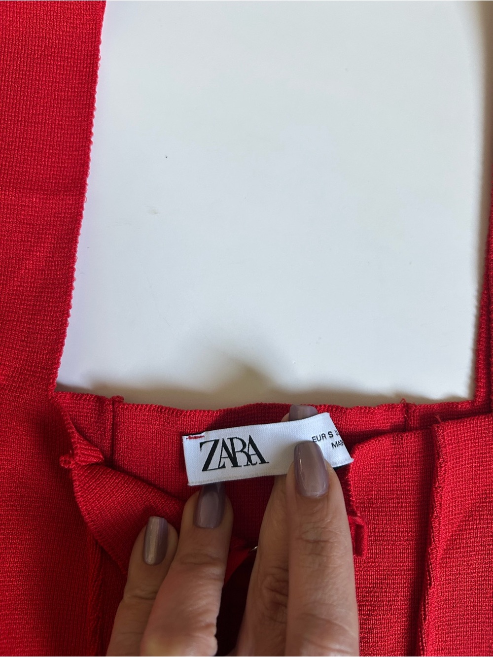 Zara Red Ribbed Corset-Style Crop Top - Picture 4 of 5